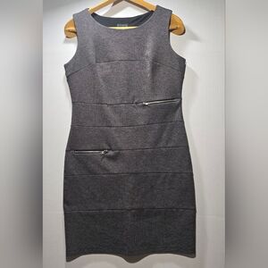 Enfocus Studio  Size 12 Charcoal Sleeveless Mini Dress With Zipper Details